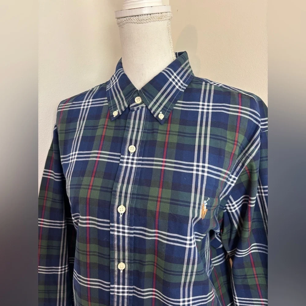 Ralph Lauren Plaid Cotton Button-Down Classic Fit Tartan Shirt Size XL NWOT